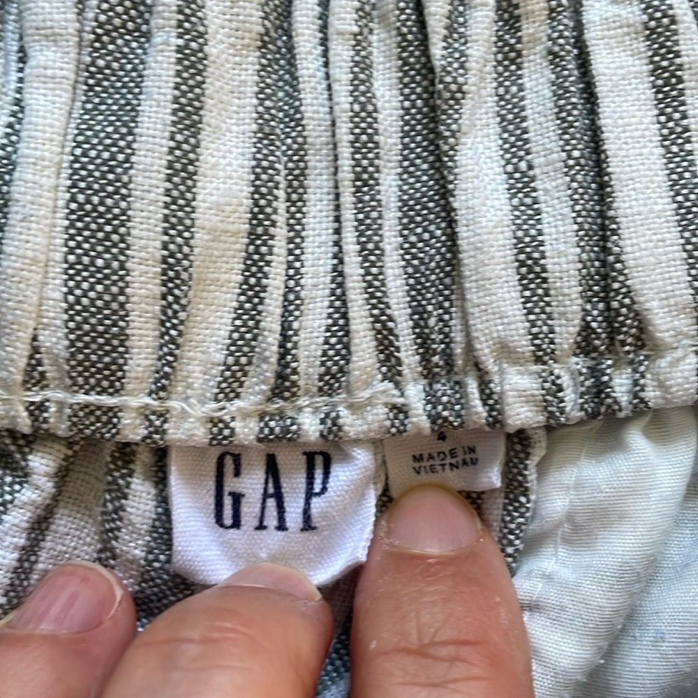 GAP Linen Blend Wide Leg Stripe Cropped Pants Sz 4 - Picture 7 of 8